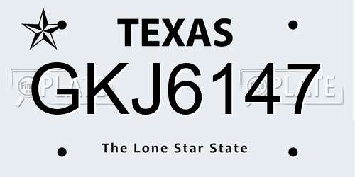 GKJ6147 Texas License Plate
