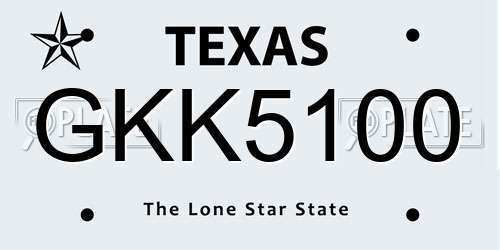 GKK5100 Texas License Plate
