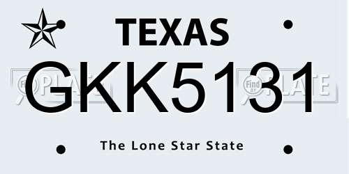 GKK5131 Texas License Plate