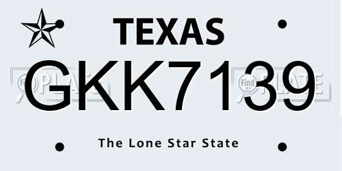 GKK7139 Texas License Plate