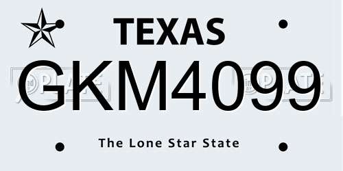 GKM4099 Texas License Plate