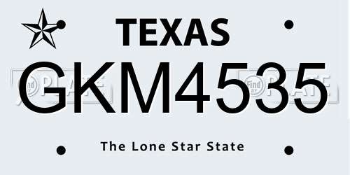 GKM4535 Texas License Plate
