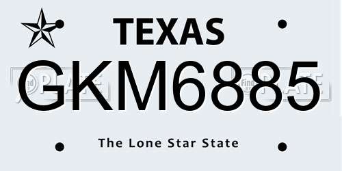 GKM6885 Texas License Plate