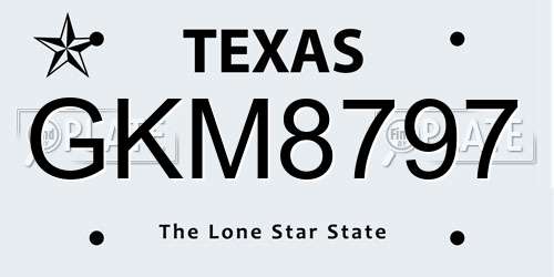 GKM8797 Texas License Plate