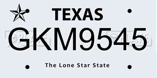 GKM9545 Texas License Plate