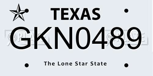 GKN0489 Texas License Plate