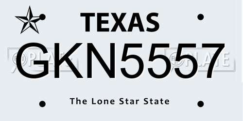 GKN5557 Texas License Plate