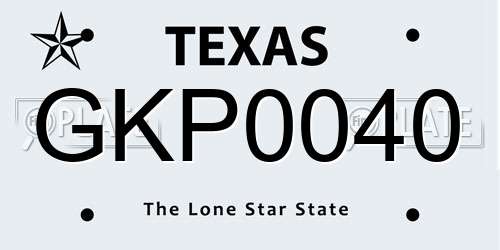 GKP0040 Texas License Plate