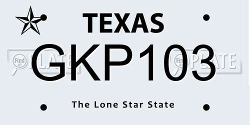 GKP103 Texas License Plate