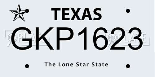 GKP1623 Texas License Plate