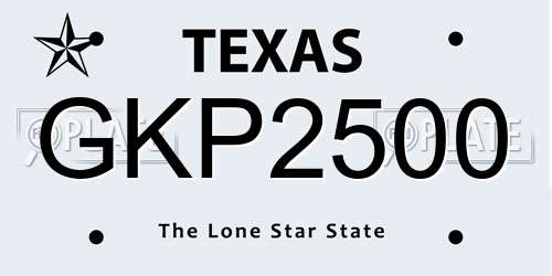 GKP2500 Texas License Plate