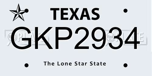 GKP2934 Texas License Plate