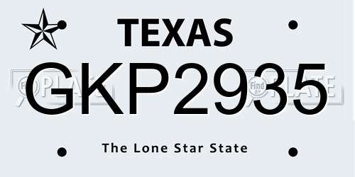 GKP2935 Texas License Plate