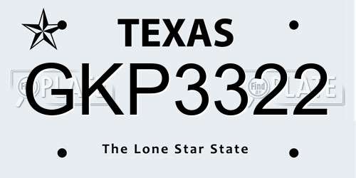 GKP3322 Texas License Plate