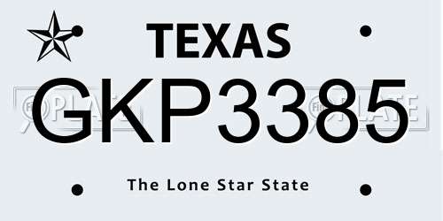 GKP3385 Texas License Plate