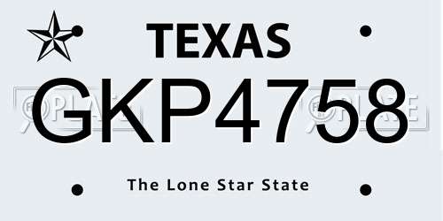 GKP4758 Texas License Plate