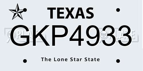 GKP4933 Texas License Plate
