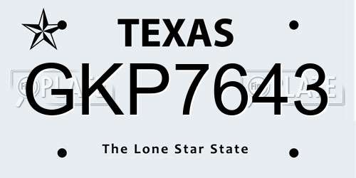 GKP7643 Texas License Plate