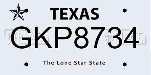 GKP8734 Texas License Plate