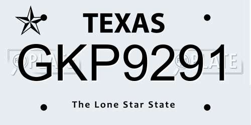 GKP9291 Texas License Plate
