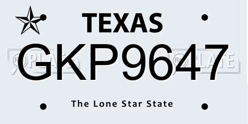 GKP9647 Texas License Plate