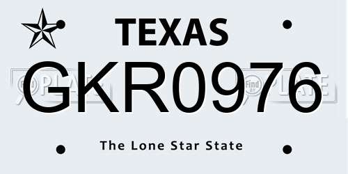 GKR0976 Texas License Plate