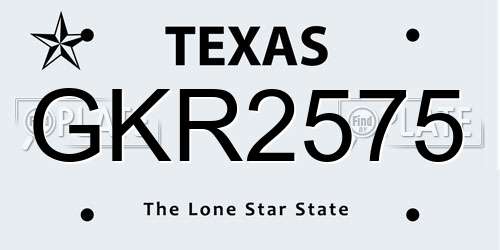 GKR2575 Texas License Plate