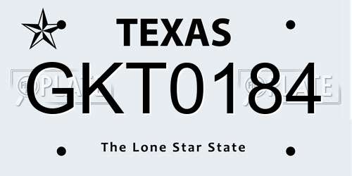 GKT0184 Texas License Plate