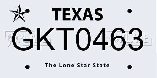 GKT0463 Texas License Plate