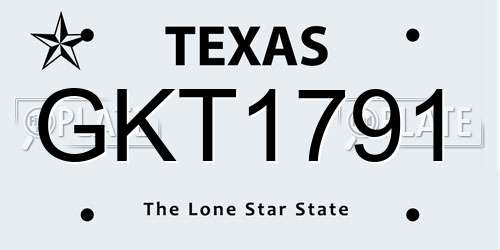 GKT1791 Texas License Plate