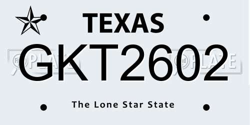 GKT2602 Texas License Plate