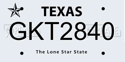 GKT2840 Texas License Plate