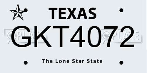GKT4072 Texas License Plate