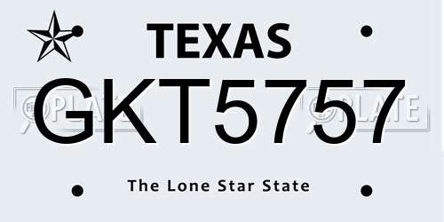 GKT5757 Texas License Plate