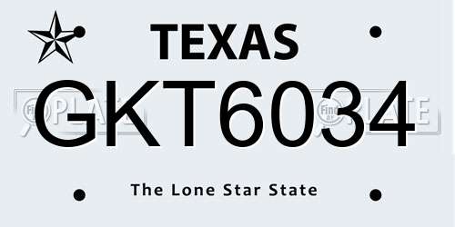 GKT6034 Texas License Plate