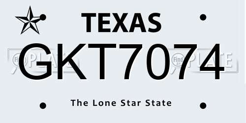 GKT7074 Texas License Plate