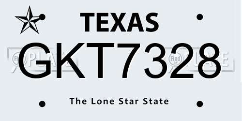 GKT7328 Texas License Plate