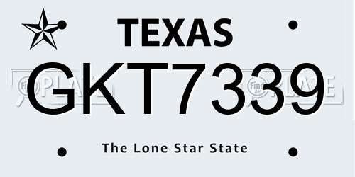 GKT7339 Texas License Plate