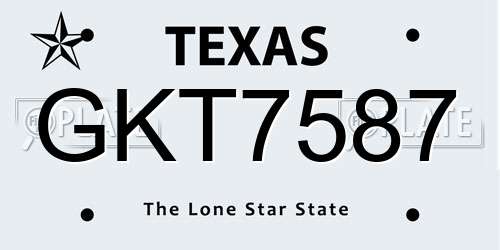 GKT7587 Texas License Plate