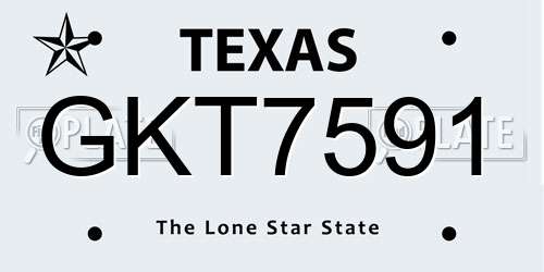 GKT7591 Texas License Plate