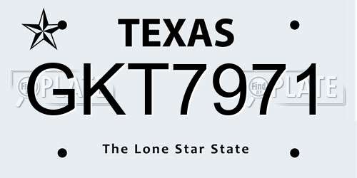 GKT7971 Texas License Plate