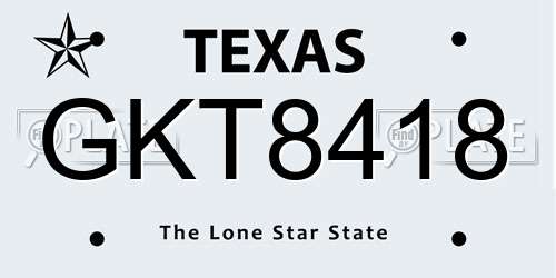 GKT8418 Texas License Plate