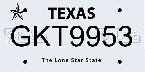 GKT9953 Texas License Plate