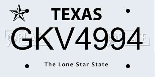 GKV4994 Texas License Plate