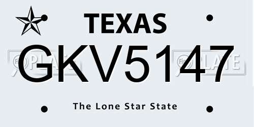 GKV5147 Texas License Plate