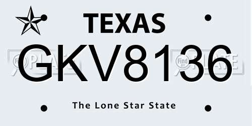 GKV8136 Texas License Plate