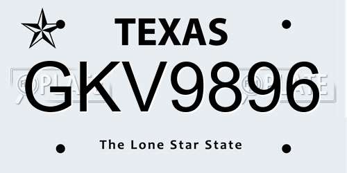 GKV9896 Texas License Plate