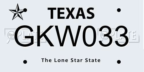 GKW033 Texas License Plate