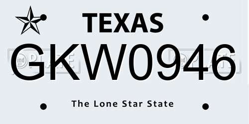 GKW0946 Texas License Plate