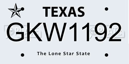 GKW1192 Texas License Plate